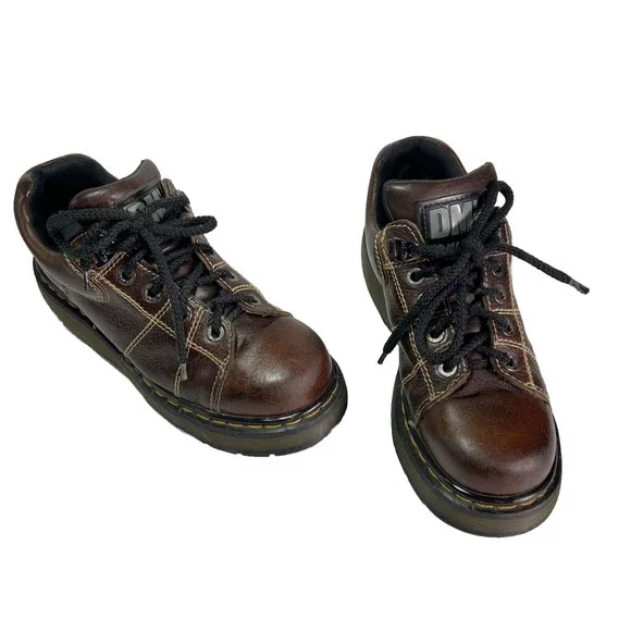 Vintage Dr Doc Martens Y2K Leather Oxford Chunky Platform Shoe Womens US Size 8 - Picture 2 of 14